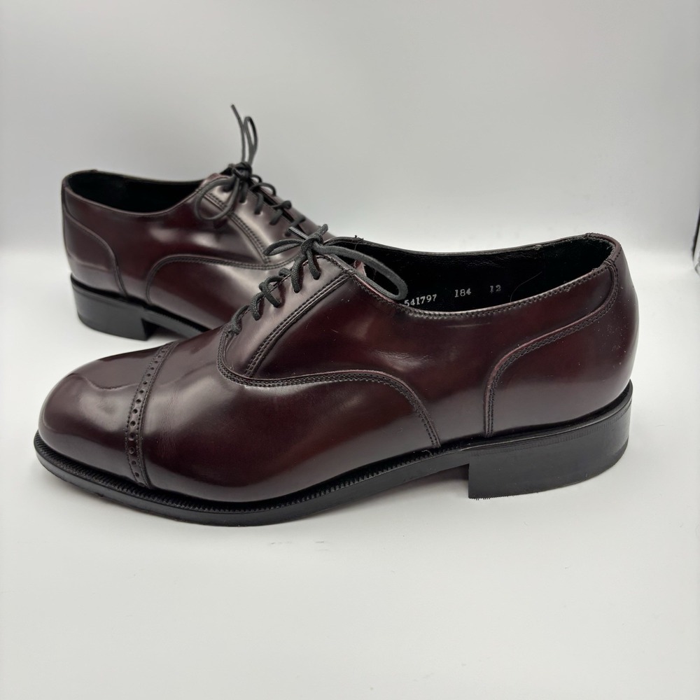 Florsheim Lexington Cordovan Leather Cap Toe Mens 8.5D Oxfords Burgundy Wine